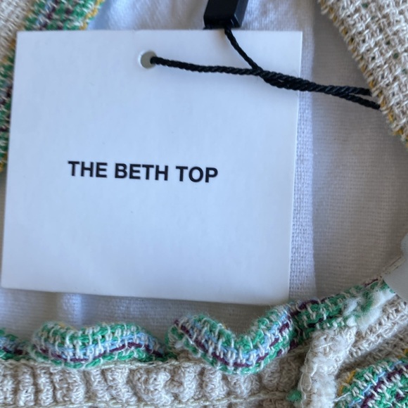 Zara “The Beth Top” in striped woven cotton with halter neck. Elastic at back. S - Picture 14 of 15